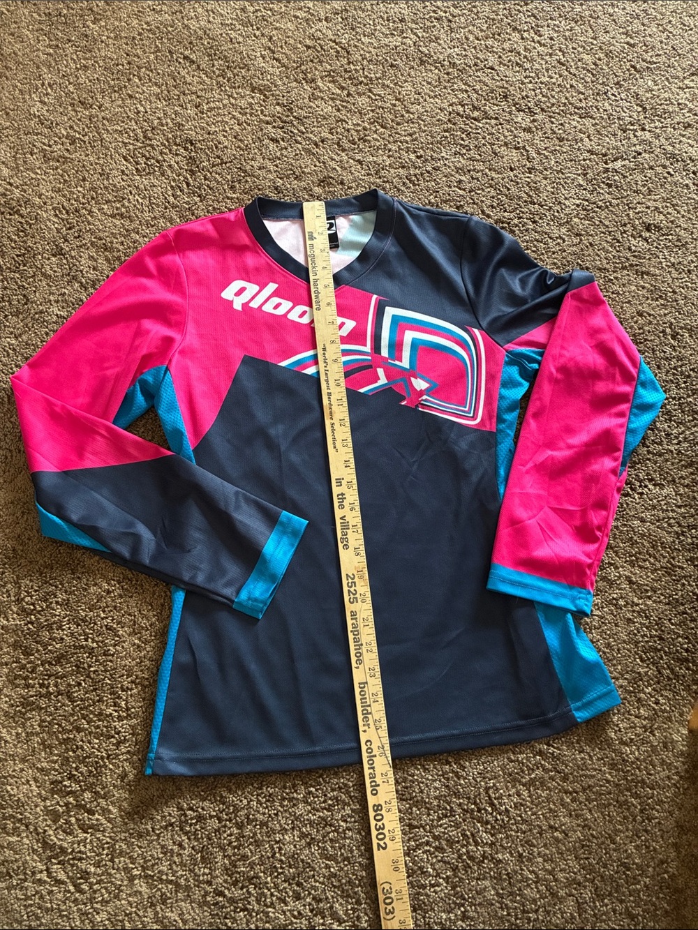 Qloom Cycling Jersey Long Sleeve Pink/Blue Size L